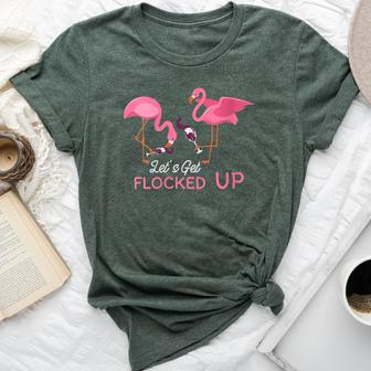 Let's Get Flocked Up Flamingo Wine Drinking Product Bella Canvas T-shirt | Mazezy