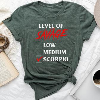 Level Of Savage Scorpio Zodiac Queen King Girl Bella Canvas T-shirt | Mazezy DE