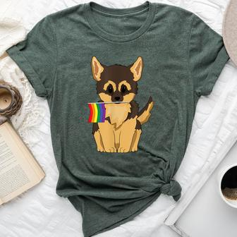 Lgbt Pride German Shepherd Dog Rainbow Flag Gay Lesbian Love Bella Canvas T-shirt | Mazezy