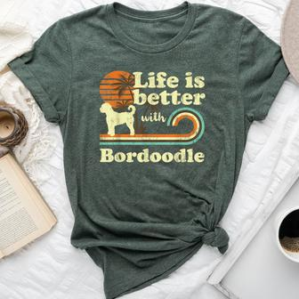 Life Better Bordoodle Vintage Dog Mom Dad Bella Canvas T-shirt | Mazezy