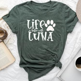 Life Is Better With Luna Pet Dog Owner Christmas Mom Bella Canvas T-shirt - Seseable