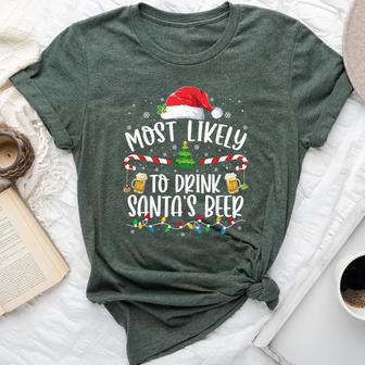 Most Likely To Drink Santa's Beer Christmas Drinking Wine Bella Canvas T-shirt - Seseable