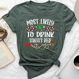 Most Likely To Drink Santa's Beer Family Christmas Drinking Bella Canvas T-shirt - Thegiftio UK