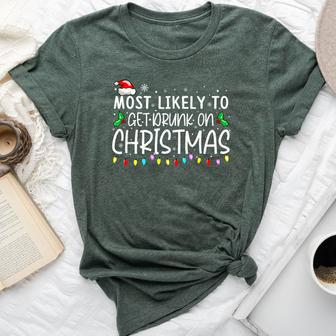 Most Likely To Get Drunk On Christmas Xmas Holiday Bella Canvas T-shirt | Mazezy