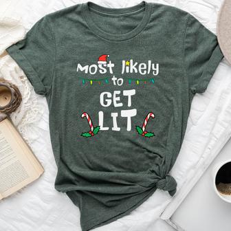 Most Likely Get Lit Christmas Xmas Family Matching Women Bella Canvas T-shirt - Thegiftio UK