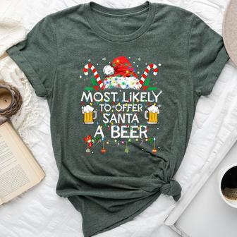 Most Likely To Offer Santa A Beer Christmas Drinking Bella Canvas T-shirt - Monsterry UK