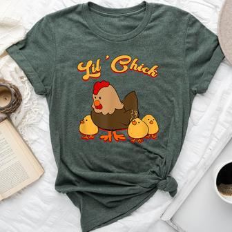 Lil' Chick Cute Momma Chicken With Baby Chicks Bella Canvas T-shirt | Mazezy