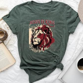 Lion Jesus Is King Christian Bible Scripture Faith Quote Bella Canvas T-shirt - Monsterry CA