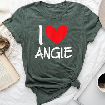 I Love Angie Name Personalized Girl Woman Bff Friend Heart Bella Canvas T-shirt | Mazezy