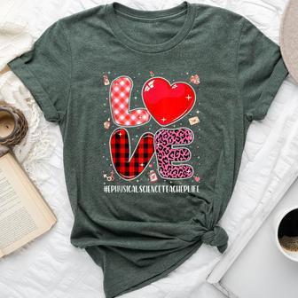Love Ephysical Science Teacher Leopard Buffal Valentine Bella Canvas T-shirt | Mazezy