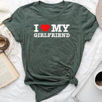 I Love My Girlfriend Pocket Saying Matching Couple Boys Mens Bella Canvas T-shirt - Seseable