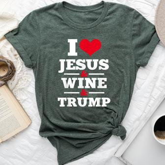 Love Jesus Wine Trump Religious Christian Faith Mom Bella Canvas T-shirt | Mazezy AU