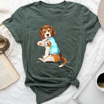 I Love Mom Beagle Harrier Tattooed Bella Canvas T-shirt | Mazezy CA