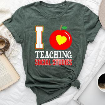 I Love Teaching Social Studies-High School Teacher-Back To Bella Canvas T-shirt | Mazezy