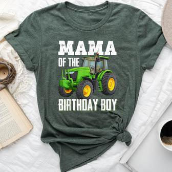 Mama Of The Birthday Boy Family Tractors Farm Trucks Bday Bella Canvas T-shirt - Seseable