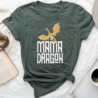 Mama Dragon Christmas Matching Family Tribe Mom Wife Bella Canvas T-shirt - Seseable