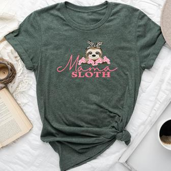 Mama Sloth For Women I Love Mom Girls Sloth Bella Canvas T-shirt | Mazezy