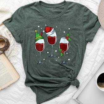Merry Christmas Wine Lover Red White Alcoholic Drink Grapes Bella Canvas T-shirt | Mazezy