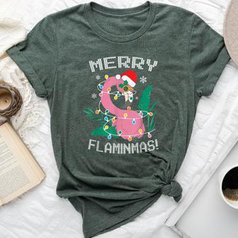 Merry Flaminmas Flamingo Lover Christmas Holiday Season Bella Canvas T-shirt | Mazezy DE