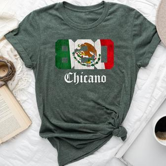 Mexican Flag Chicano Apparel California 820 Area Code Bella Canvas T-shirt | Mazezy