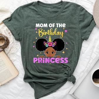 Mom Of The Birthday Princess Melanin Afro Unicorn Cute Bella Canvas T-shirt | Mazezy UK