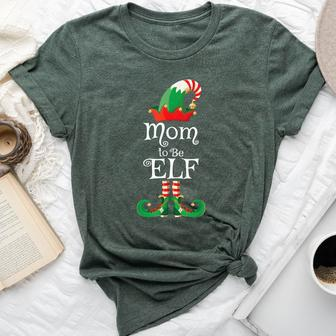 Mom To Be Elf Christmas Pregnancy Announcement Bella Canvas T-shirt | Mazezy