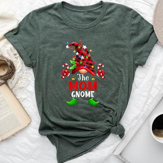 Mom Gnome Christmas Buffalo Plaid Family Gnomes Matching Pjs Bella Canvas T-shirt - Thegiftio UK