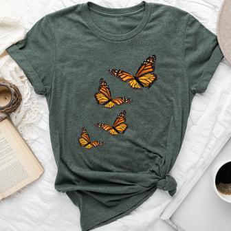 Monarch Butterfly -Milkweed Plants Butterflies Bella Canvas T-shirt | Mazezy CA
