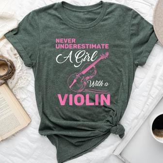 Music Girls Never Underestimate A Girl With A Violin Bella Canvas T-shirt - Monsterry UK