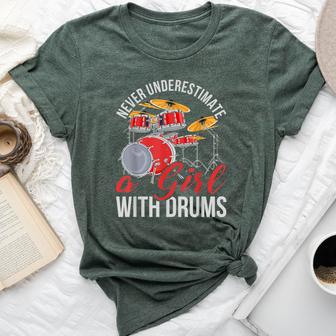 Musician Drummer Never Underestimate A Girl With Drums Bella Canvas T-shirt - Thegiftio UK