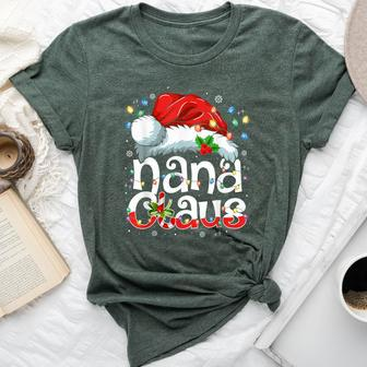 Nana Claus Christmas Lights Santa Hat Pajama Family Matching Bella Canvas T-shirt - Seseable
