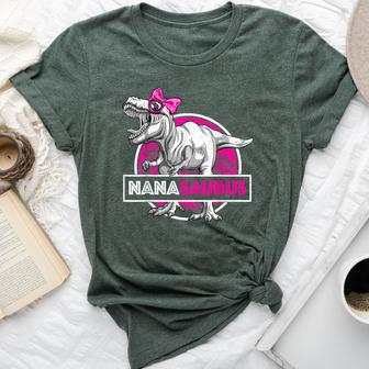 Nanasaurus T-Rex Matching Grandma Saurus Dinosaur Bella Canvas T-shirt | Mazezy