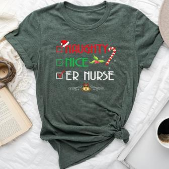 Naughty Nice Er Nurse Group Matching Christmas Xmas Bella Canvas T-shirt - Monsterry UK