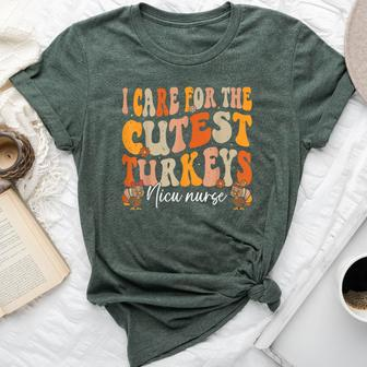 Nicu Nurse Thanksgiving Cutest Turkeys Retro Fall Nurse Bella Canvas T-shirt - Monsterry