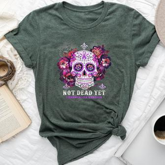 Not Dead Yet Fibromyalgia Awareness Skull Flower Bella Canvas T-shirt | Mazezy