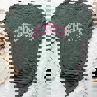 Ocoee Florida Fl Varsity Style Pink Text Bella Canvas T-shirt | Mazezy