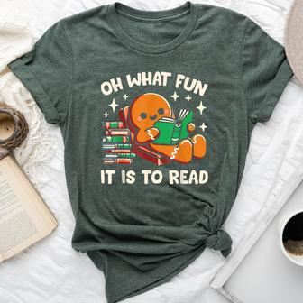 Oh What Fun It Is To Read Christmas Teacher Librarian Books Bella Canvas T-shirt | Mazezy