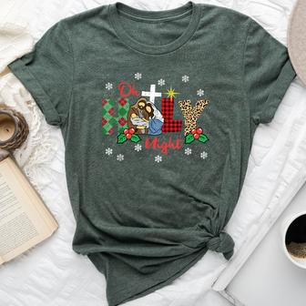 Oh Holy Night Christmas Pajama X-Mas Plaid Christian Bella Canvas T-shirt - Monsterry DE