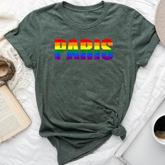 Paris France Lgbtq Pride Gay Lesbian Rainbow Flag Equality Bella Canvas T-shirt | Mazezy