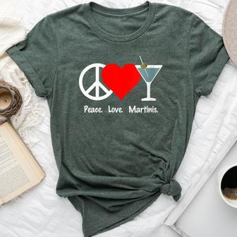 Peace Love Martinis Olive Dirty Dry Up Cocktail Drink Bella Canvas T-shirt | Mazezy