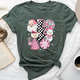 Pink Christmas Retro Santa Disco Snowman Groovy Xmas Bella Canvas T-shirt - Thegiftio UK