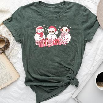 Pink Christmas Snowman Groovy Chillin With My Snowmies Pjs Bella Canvas T-shirt | Mazezy DE