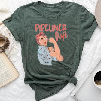 Pipeliner Wife Strong Proud Pipeline Rosie Riveter Bella Canvas T-shirt | Mazezy