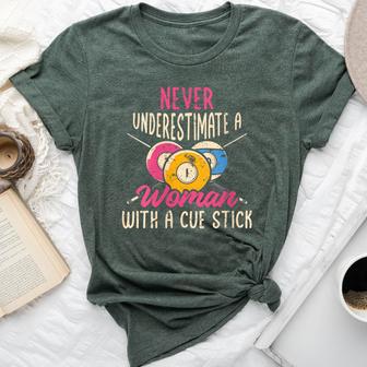 Pool Billiard Never Underestimate A Woman With A Cute Stick Bella Canvas T-shirt - Thegiftio UK