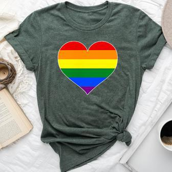 Pride Heart Novelty Pride Rainbow Heart Bella Canvas T-shirt | Mazezy