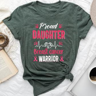 Proud Daughter Breast Cancer Warrior Awareness Pink Ribbon Bella Canvas T-shirt | Mazezy CA