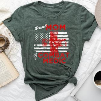 Proud Mom Of A Combat Medic Distressed American Flag Bella Canvas T-shirt | Mazezy