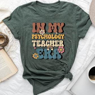 In My Psychology Teacher Era Groovy School Psychologist Bella Canvas T-shirt | Mazezy
