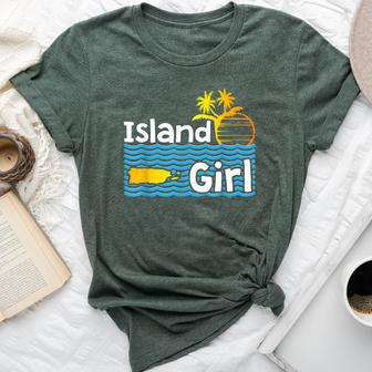 Puerto Rico Island Girl Beach Sun Palm Trees Boricua Bella Canvas T-shirt | Mazezy