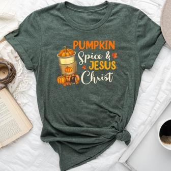 Pumpkin Spice And Jesus Christ Coffee Lovers Bella Canvas T-shirt | Mazezy